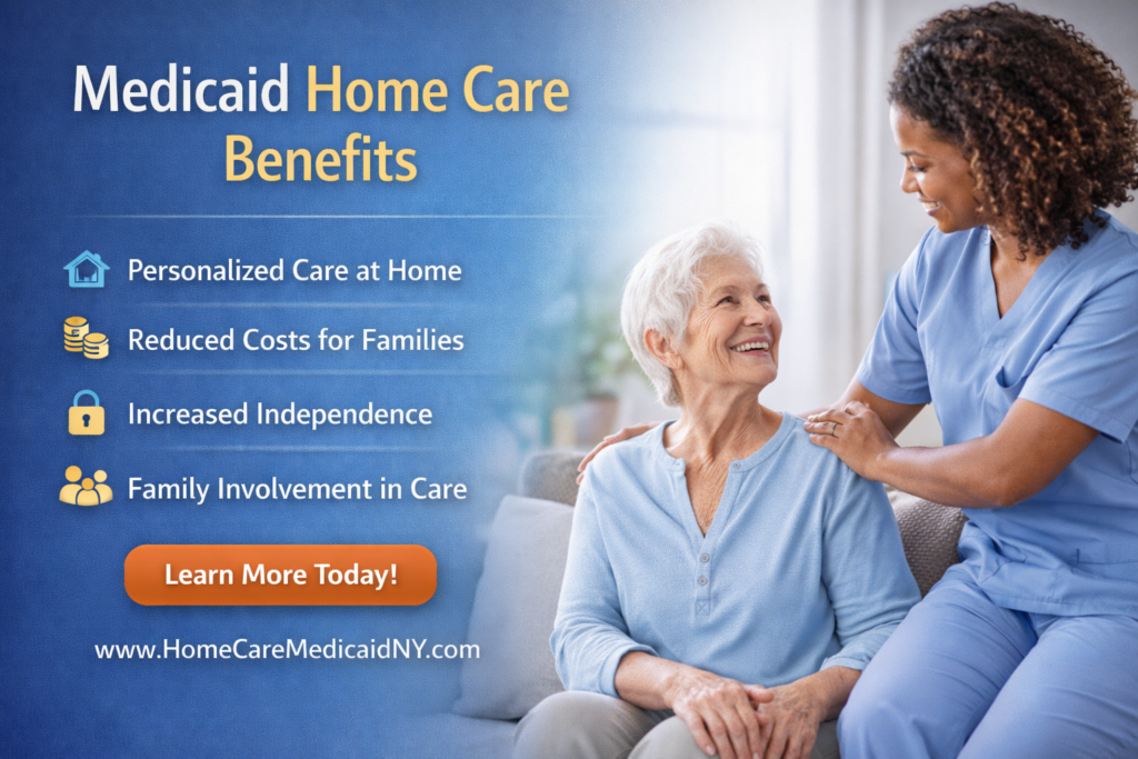 Medicaid home care benefits in-home caregiver assisting patien